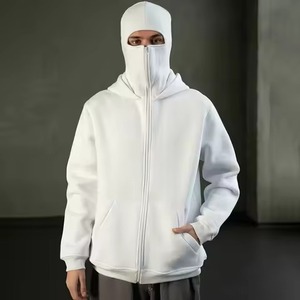 Sweat à capuche zippé pour homme 2025, lourd, doublé, uni, respirant, en spandex/polyester, coupe régulière, style ninja - Product Image 1
