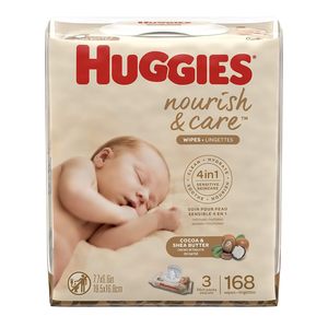 Lingettes pour bébé Huggies Nourish & Care, parfumées, 3 paquets à ouverture facile (168 lingettes au total) 56 unités (lot de 3) - Product Image 5