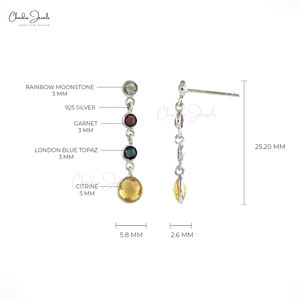 Top qualité 3.32 CTW Multi pierre lunette ensemble Multi pierre Dangler 925 boucles d'oreilles en argent Sterling cadeau d'anniversaire pour elle - Product Image 2