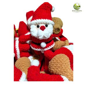 Figurine de renne en peluche tricotée à la main, poupée de Noël rembourrée, décoration de Noël douce et naturelle pour le salon, cadeau décoratif - Product Image 5