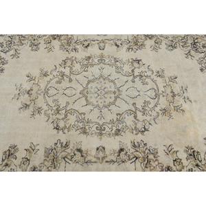 Vintage Rug, 6.4x9.9 ft Large Rug, Beige <b>Brown</b> <b>Wool</b> Rug - Product Image 5