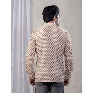 Kurta court en coton imprimé décontracté pour hommes avec manches longues - Product Image 5