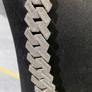 925 Sterling <b>Silver</b> Cuban <b>Chain</b> Baguette Cut Magnificent Moissanite Diamond Hip Hop Link Jewelry Charm for <b>Fine</b> <b>Chains</b> Necklaces - Product Image 4