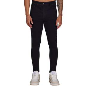 Mens <b>Spray</b>-On Jeans Black High-Rise Stretch Denim Skinny Fit Comfortable Streetwear Tapered Ankle Fit No Tariff UK Fashion - Product Image 5