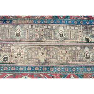 Vintage Rouge Bleu 3.4 X 4ft Tapis Turc Grand Laine Seagrass Latex Abstrait Patchwork Design Couloir Rectangulaire Teen Room Design - Product Image 5