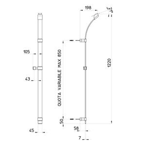 Glissière d'alimentation de bain complète avec tige plate en laiton - Product Image 1