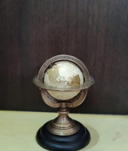 Globo del mundo de aluminio antiguo Vintage Art Deco esfera armilar náutica decoración de escritorio pieza de exhibición coleccionable para el hogar y la Oficina - Product Image 1