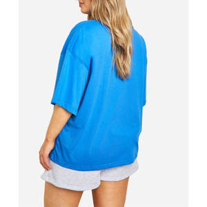 Nouvelle mode 100% coton t-shirts pour femmes dernier style vêtements décontractés épaule tombante t-shirt surdimensionné pour les femmes - Product Image 2