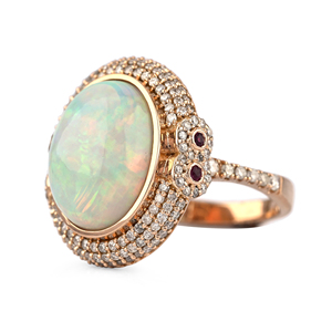 18K rắn Vàng <span class=keywords><strong>Opal</strong></span> Nhẫn kim cương với <span class=keywords><strong>ruby</strong></span> cá nhân LỜI HỨA nhẫn cho phụ nữ tự nhiên Topaz đá quý đồ trang sức moq 2 cái - Product Image 5