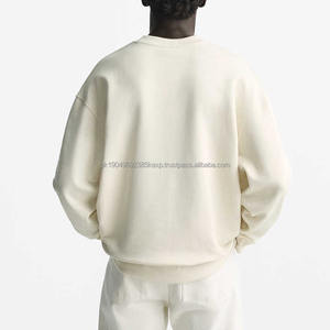 Sudadera de cuello redondo personalizada 100% algodón para hombre, ropa de calle de gran tamaño con hombros caídos, jersey de cuello redondo acanalado, sudadera para hombre - Product Image 3