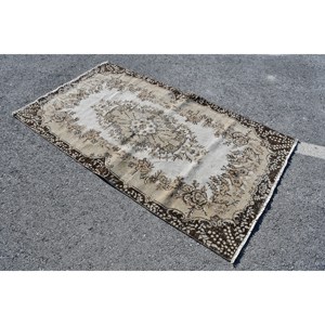 Tapis en laine marron beige classique 3.9x6.9 pieds tapis turcs faits à la main Design patchwork rectangulaire pour salon chambre couloir 4m Latex - Product Image 2
