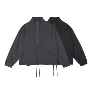 Newest Drawstring bottom Half zip cropped <b>hoodies</b> jacket boxy fit <b>polyester</b> <b>hoodies</b> - Product Image 5