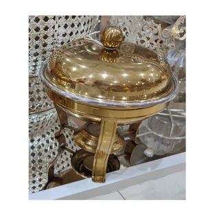 Réchauffeur de nourriture en argent chauffe-plat avec fil or support brûleur à carburant hôtels faits à la main et fournitures de restaurant - Product Image 5