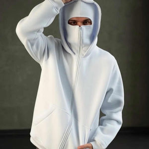 เสื้อฮู้ดดี้ซิปหน้า ดีไซน์เนอร์ ขายส่ง สีขาว สำหรับฤดูใบไม้ร่วงและฤดูหนาว  รับสกรีนโลโก้  แฟชั่น  แบบคลุมหน้า  โลโก้ด้านหน้า  ทรงครอป  ลายเรียบ - Product Image 2