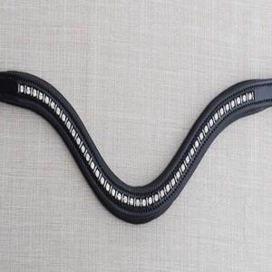 BANDAS DE CEJAS DE CUERO EN FORMA DE U DE ALTA CALIDAD PARA CABALLO CANAL VACÍO COSTADO COMPLETO DISEÑADO CON CADENA DE METAL CRYTAL NEGRO Y TRANSPARENTE - Product Image 5