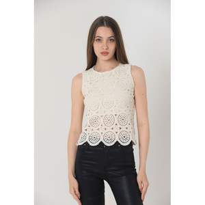 Camisetas sin mangas de encaje con cuello redondo para mujer al por mayor - Product Image 2