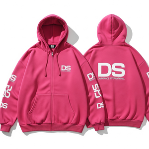 100% coton unisexe manteau d'hiver zippé élégant sweat à capuche surdimensionné avec motif solide personnalisable sweat-shirt respirant pour hommes - Product Image 5