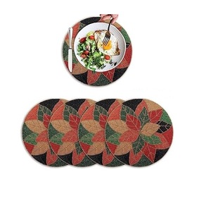 Leaf <b>Beaded</b> Design Colored <b>Beaded</b> <b>Placemat</b> Best for Table Decor Home Decor Coaster Mat <b>Beaded</b> Design and Shaped - Product Image 5