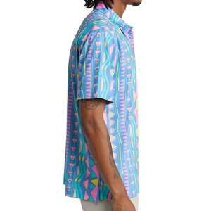 Men's Embroidered Colorful Printed 100% Cotton Oxford for <b>Shirt</b> Anti-shrink Custom Short Sleeve Casual Golf Fashion Sportswear - Product Image 3
