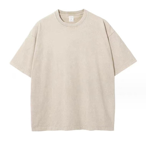 T-shirt vintage rétro de haute qualité délavé à l'acide pour hommes Logo personnalisé 100% coton tricoté Style décontracté surdimensionné - Product Image 5