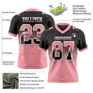 เสื้อตาข่ายฟุตบอลอเมริกันแท้ลายธงระบายอากาศพิมพ์ไล่ระดับสีด้วยการออกแบบรูปทรงสี่เหลี่ยมตัวหนา - Product Image 4