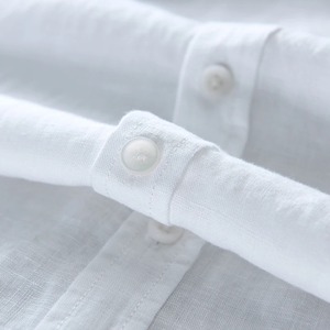 Chemises décontractées pour hommes grandes tailles 100 % coton satiné respirant écologique infroissable boutons recouverts tricot uni été - Product Image 5