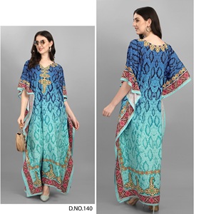 Indien pakistanais exclusif Afreen dernière fantaisie Polyester crêpe impression numérique caftan pour les femmes parole longueur maillots de bain pierre travail - Product Image 5