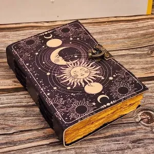 Antique handmade da Tạp Chí cổ điển S thiết kế mặt trăng deckle cạnh A5 xoắn ốc tùy chỉnh Quà Tặng tổ chức hộp Nhật ký Cá Nhân - Product Image 1