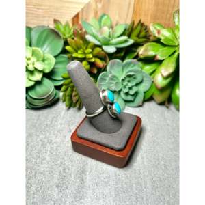 Antionette Martinez Kingman Dainty <b>Ring</b> with <b>Turquoise</b> & Sterling Silver Smooth Bezel Setting Size 9.25 for Everyday Wear - Product Image 2