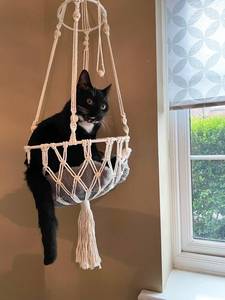 Professionnel nouveau Design dessin animé tissé à la main macramé chat hamac lit confortable suspendu animal balançoire grotte pour sommeil qualité d'exportation - Product Image 5