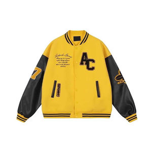 Chaqueta universitaria de cuero de lana gruesa para hombre, logotipo personalizado, ropa de abrigo de bombardero de estilo universitario con letras para uso en equipo, escuela o club - Product Image 1