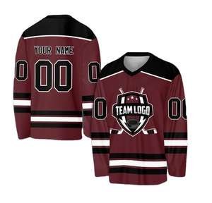 Camiseta de Hockey sobre Hielo Personalizada, Uniforme Profesional de Equipo, Sublimada, con Nombre y Número Personalizados, Cuello en V, Transpirable, para Entrenamiento Deportivo - Product Image 2