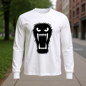 เสื้อยืดแขนยาวสีขาวแบบทรีเบลนด์ ลายมอนสเตอร์ พร้อมลูกศรขึ้นลง สำหรับสินค้าส่งเสริมการขาย - Product Image 3