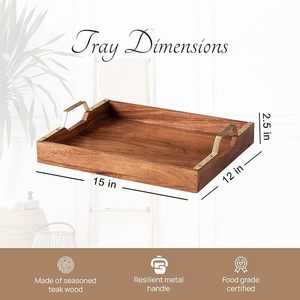 Nouveau et tendance Design élégant plateau de service en bois avec poignée en métal organisateur décoratif Durable parfait pour la maison - Product Image 4