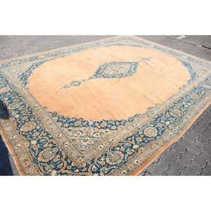 Alfombra, 10.6x13.9 pies, Alfombra Vintage, Alfombra Azul con Diseño Floral de Lana - Product Image 3