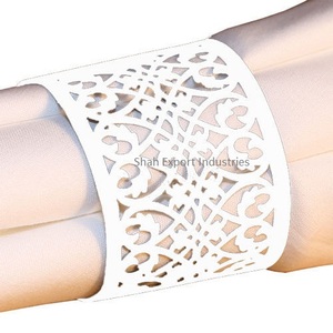 Rond de serviette en métal de forme ronde en fil de fer pour les dîners de mariage Décoration de table Porte-serviettes noir - Product Image 5