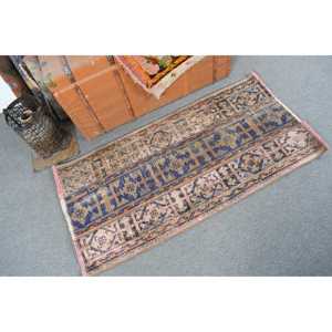 Alfombra Turca de 2.2x4.3 pies, Alfombra Pequeña Vintage, Alfombra Azul Camuflaje - Product Image 2