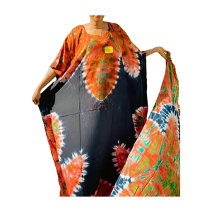 Stylish Ladies African Tie Dye <b>Kaftan</b> Dress Chiffon Rayon Lace Eco-Friendly Anti-Wrinkle Full Length for Beachwear Casual Wear - Product Image 4