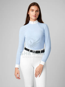 Chemise de concours d'équitation pour femmes chemise de compétition équestre à la mode avec tissu extensible et confortable pour les cavalières élégantes - Product Image 2