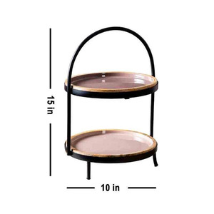 Soporte de pastel de latón de 2 niveles con incrustaciones de perlas Madre, superventas, herramientas para pasteles, decoración para el hogar y la sala de exposición, nuevo diseño de Metal - Product Image 4