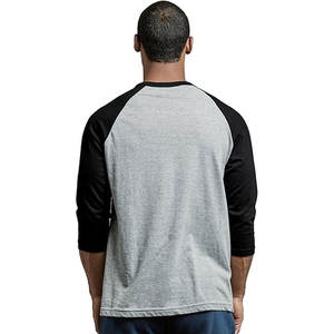 Camiseta de béisbol de manga 3/4 Unisex de alta calidad con logotipo personalizado 100% algodón transpirable Running Quarter Raglan Sleeve camiseta para adultos - Product Image 5