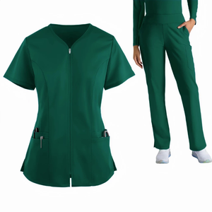 Blouse d'hôpital unisexe à manches courtes en coton et polyester tissé, extensible dans les 4 sens, avec détection d'aiguilles, personnalisable, marque OEM - Product Image 4