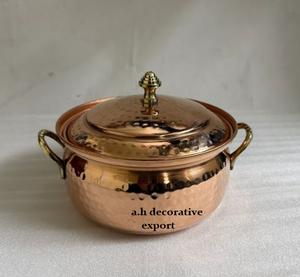 Pot de service en cuivre pur durable martelé à la main, plat à gratin, couvercle orné, style moderne, réchaud, décoration de la maison, fournitures de mariage - Product Image 2