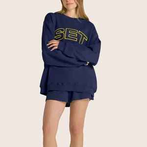 Conjunto de pantalones de chándal y pantalones cortos de Invierno para mujer Elegante deportivo de dos piezas para usar hasta la rodilla 100% Poliéster Anti-Pilling - Product Image 2