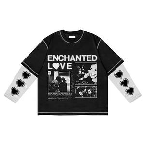 Wholesale <b>Men</b> Streetwear 100% Cotton Short <b>Sleeves</b> <b>T</b> <b>Shirt</b> Custom Logo Print Vintage Double Layered <b>Long</b> <b>Sleeve</b> <b>T</b> <b>Shirts</b> <b>for</b> <b>Men</b> - Product Image 4