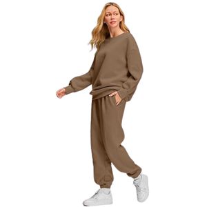 ชุดเสื้อสเวตเตอร์ถัก2ชิ้นสำหรับผู้หญิง, ชุดเสื้อสเวตเตอร์โอเวอร์ไซส์และชุดลำลองทรงหลวมมีกระเป๋าสำหรับฤดูหนาวแฟชั่นฤดูใบไม้ร่วง - Product Image 2