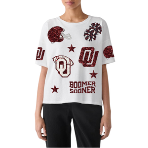 Fait sur mesure élégant Game Day Design à la mode brillant paillettes Patchwork pour les femmes lâche coton été disponible pour la vente en gros - Product Image 1
