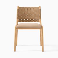Chaise de salle à manger moderne Java Furni Craft Chery, structure en teck massif, dossier en cuir synthétique, assise imperméable, mobilier pour la maison