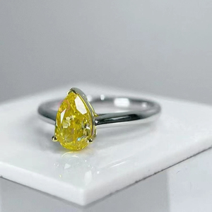 1CT แฟนซีลูกแพร์สีเหลืองสดใสสำหรับปลูกในห้องปฏิบัติการได้รับการรับรอง GIA/IGI แหวนทองคำชุบเงิน925แหวนครบรอบแหวนชั้นดี - Product Image 5