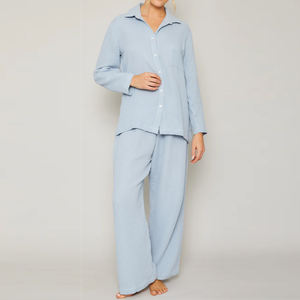 Pigiama da Donna 100% Cotone, Abbigliamento da Casa Personalizzato, Set <span class=keywords><strong>Camicia</strong></span> e Pantaloni Ecologici per Dormire - Product Image 1